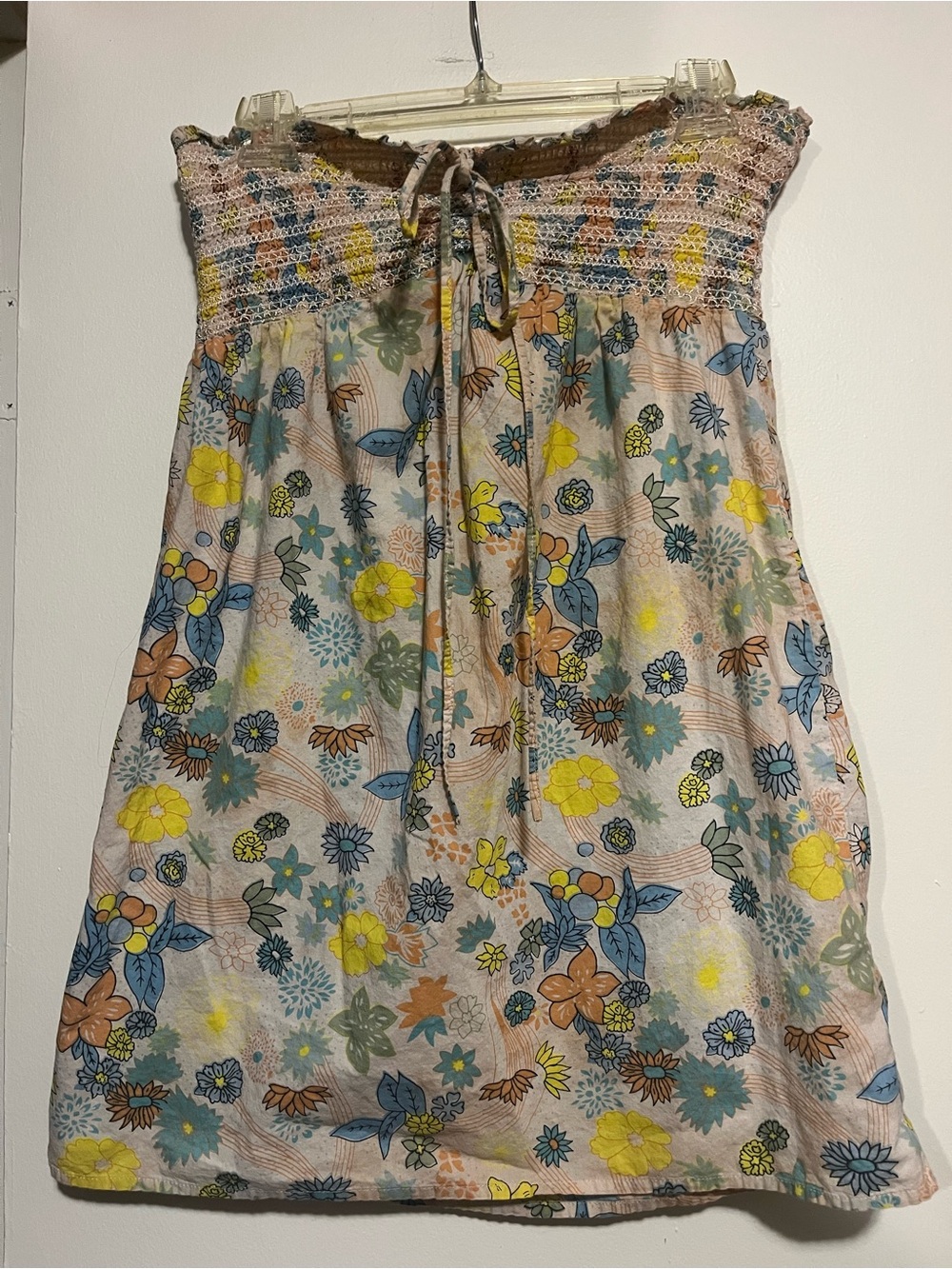 Fire Los Angeles Strapless Floral Smocked Mini Dress